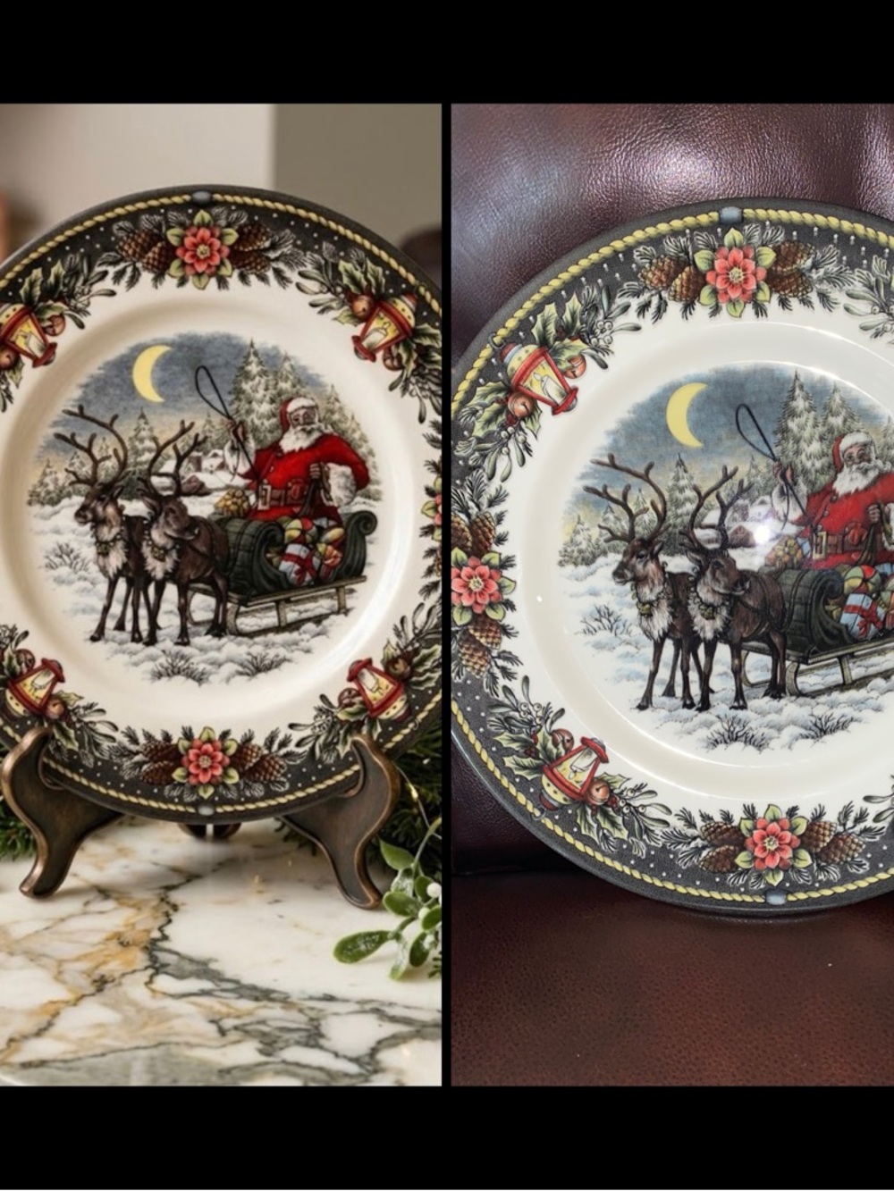 Royal Stafford Santa's Sleigh Reindeer Christmas Decorative Holiday 11” Plate